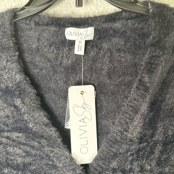 NWT Olivia Sky Tie Front Long Sleeve Cardi Eyelash Sweater - Picture 5 of 5